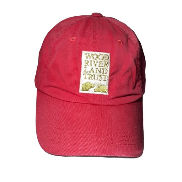 Wood River Land Trust Baseball Hat Red with Embroidered Trust Hook Loop Closure